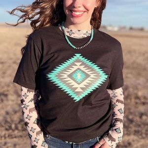 Show me your Aztec Black and Turquoise Graphic Tee